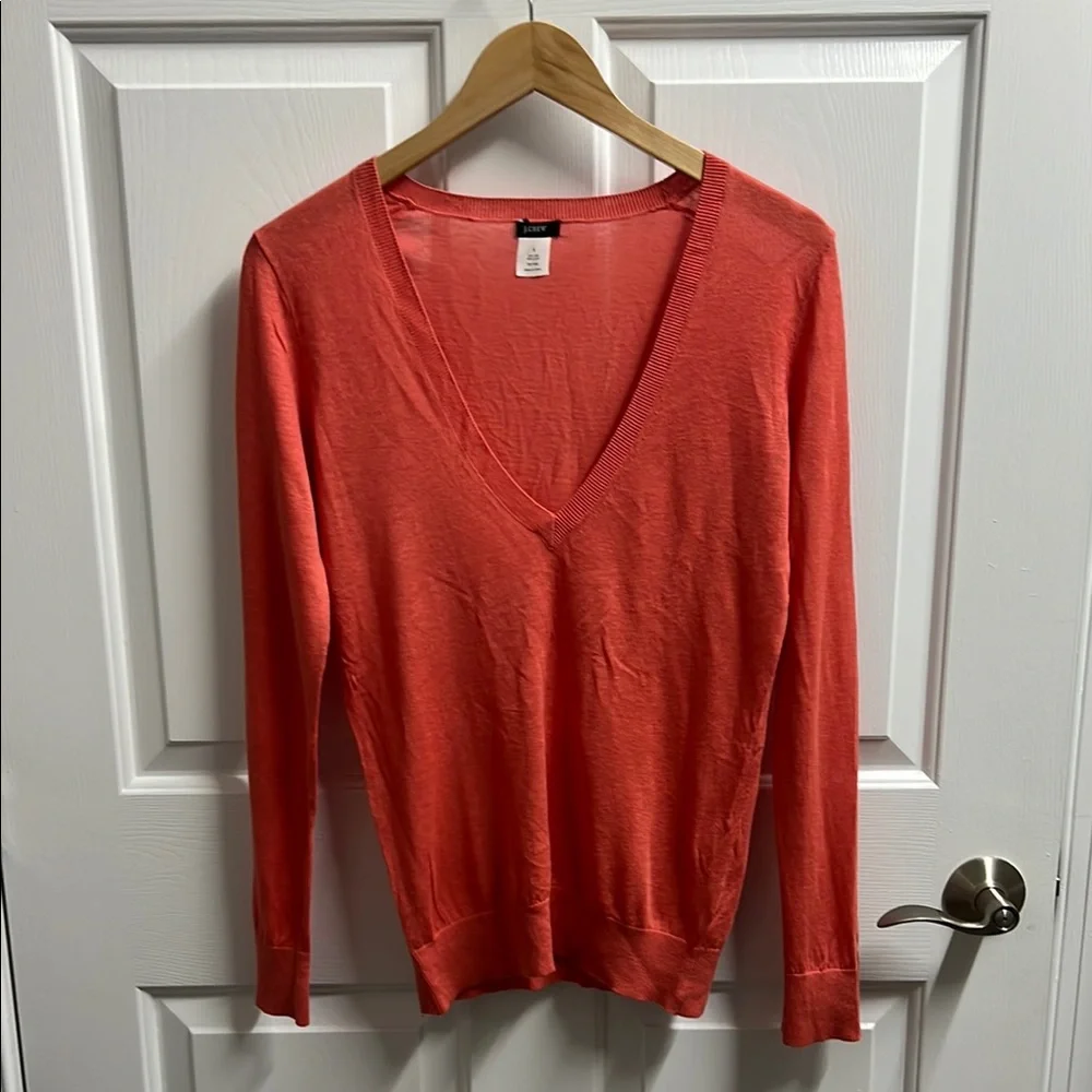 J. Crew Coral V-Neck Sweater